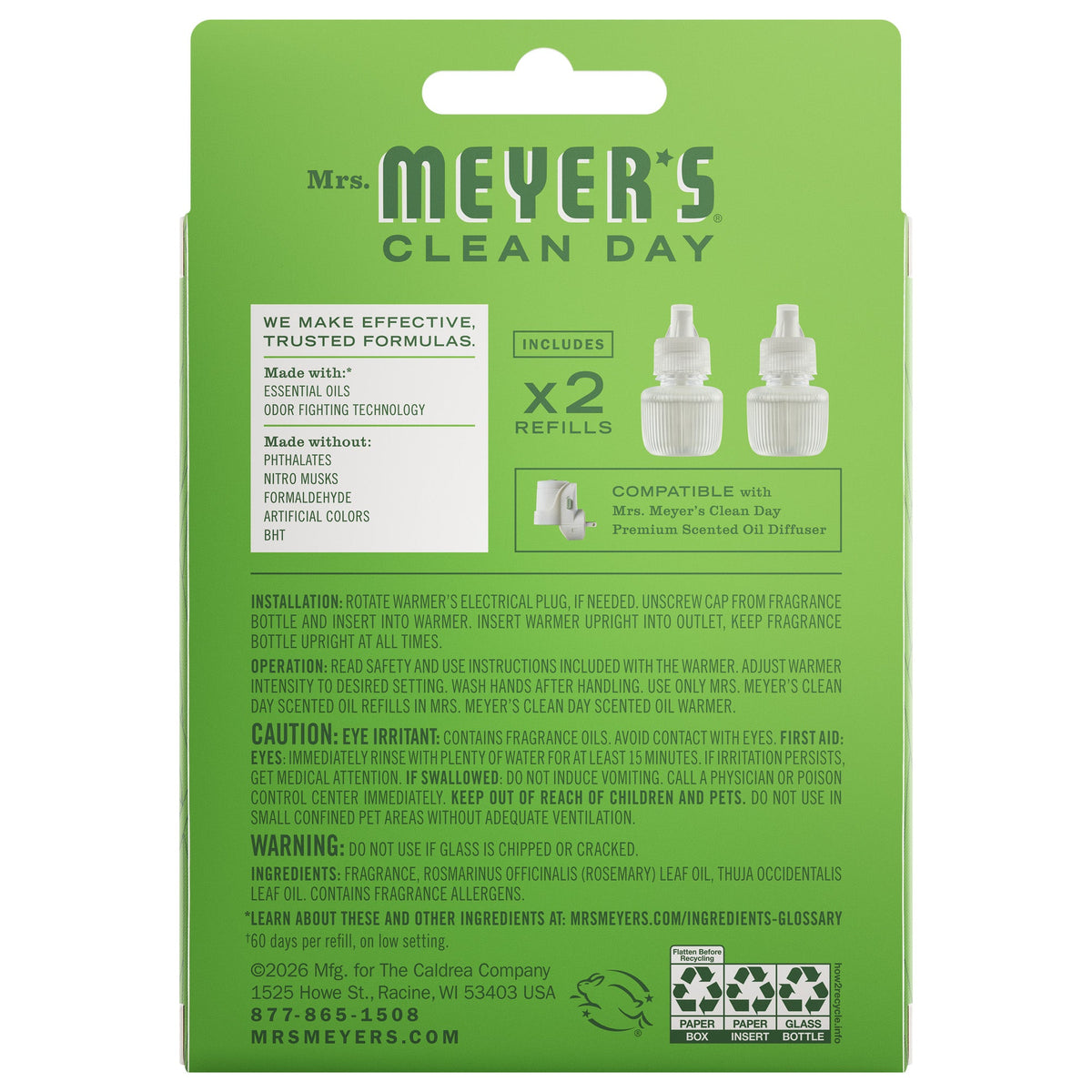 Fresh Cut Grass Plug In Scented Oil Refill, 2-Pack - Home Fragrance