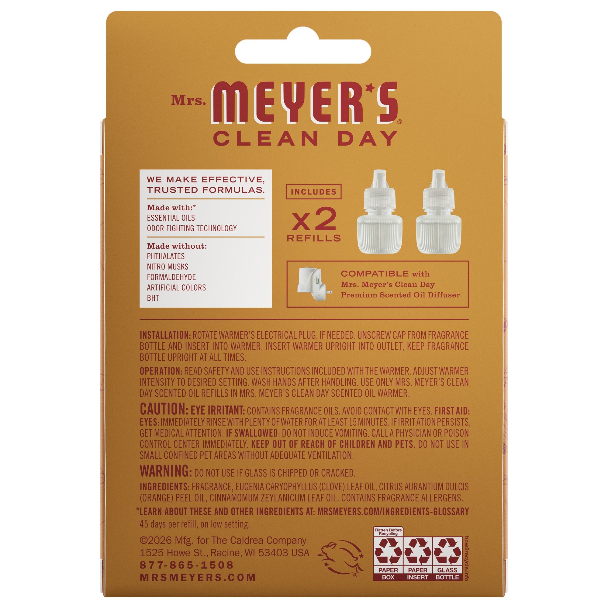 Apple Cider Plug In Scented Oil Refill, 2-Pack - Home Fragrance